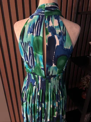 Calvin Klein Green & Blue Abstract Pattern Dress Size 4 beach dress classy styli thumbnail 4