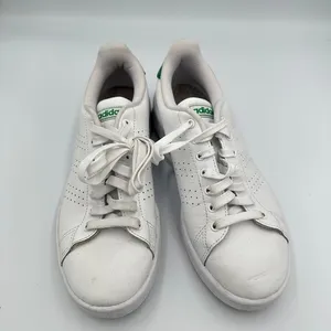 Adidas Advantage Clean QT White Green Stripe Sneakers Women's‎ Size 8.5 Vegan thumbnail 2