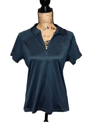 Women's The North Face Short Sleeve Polo Shirt Blue Size L thumbnail 1
