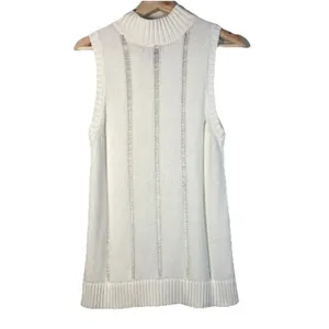 Whitney‎ Port Pointelle Stitch Mock Neck Sleeveless Fisherman Sweater Size M thumbnail 2