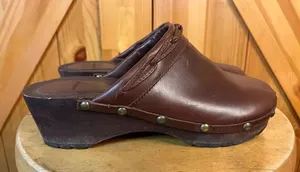 Ruff Hewn Wood Clogs 7M Brown Leather thumbnail 1