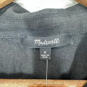 Madewell Black Linen Midi Shirt Dress‎ Button Front Size M Chic Feminine Classic thumbnail 4
