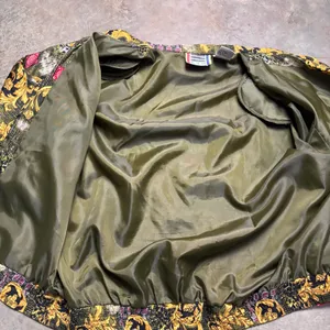 Div Rousso 100% Silk Vintage 90s Baroque & Leopard Print Bomber Jacket Womens Sm thumbnail 4