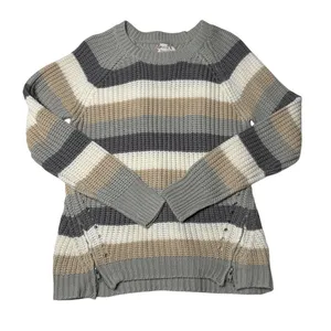 Sincerely Jules Neutral Striped Sweater Bundle M Coastal Grandma Cozy Knit Oversized thumbnail 8