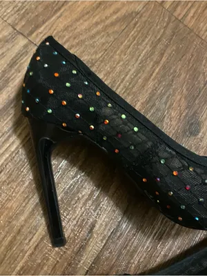 Zara Womens Black Mesh Pumps Heels Size 37 US 6.5 Multicolor Beading Beads thumbnail 5