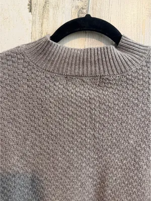 By Anthropologie Women's Small Gray Cable Knit Mock Neck Sweater thumbnail 11