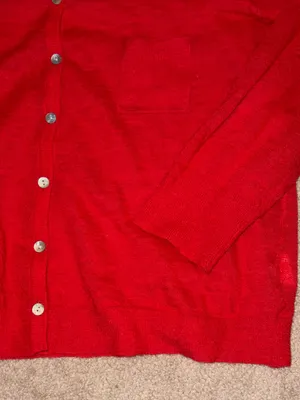 DKNY Vintage Red Wool Mohair Cardigan Sweater Sz M Made in Hong Kong thumbnail 5