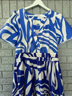 Anthropologie The Somerset Maxi Dress Slate Blue Swirl Abstract Print Size Large thumbnail 5