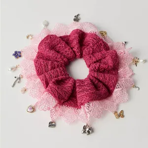 Free People Esmerelda Pony Locket Scrunchie in pink thumbnail 1