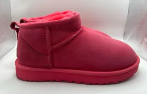 UGG Classic Ultra Mini Boots Women’s US 7 Pink Sheepskin Suede Cozy Slippers thumbnail 1