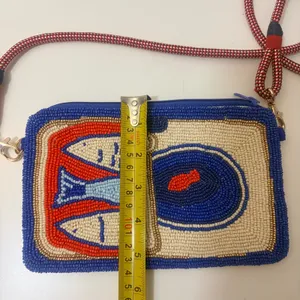 Ink+Alloy Beaded Sardine Tinned Fish Crossbody Bag Blue Red Rope Strap Pouch thumbnail 6