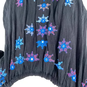 Free People Aurora Embroidered Blouson‎ Top In Black Size Small thumbnail 5