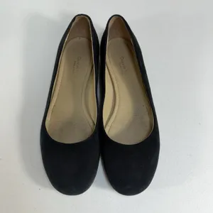 Garnet Hill Women's 8.5 Pippa Modern Ballet Flats Black Suede Leather Made Italy thumbnail 5