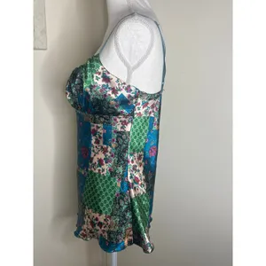 Vintage Y2K Meghan Noland Floral Patchwork Boho Satin Cami Sz M Fairy Grunge thumbnail 3