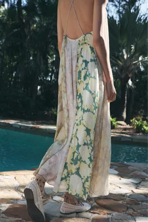Zara Floral Halter Dress flowy summer casual vacation bohemian thumbnail 12