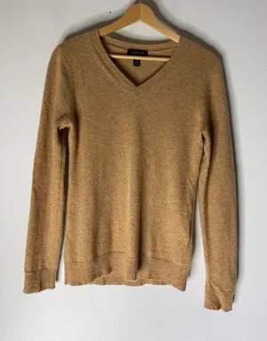 Charter Club Luxury 100% Cashmere V-Neck Sweater Camel Tan Womens Medium thumbnail 1