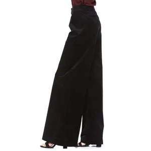 PAIGE Tinesha Corduroy Wide Leg High Rise Pants Solid Black Stretch Size 10 thumbnail 6