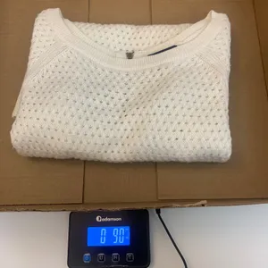 American Eagle Womens M‎ Cream Pointelle Open Knit Scoop Neck Back Zip Sweater thumbnail 8