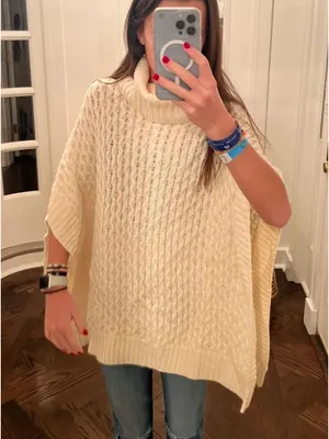 Banana Republic Cable-Knit Turtleneck Poncho Sweater thumbnail 3