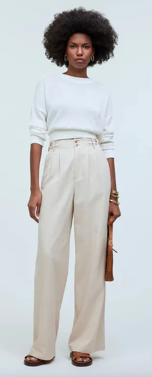 Madewell The Harlow Wide Leg Pant Linen Twill Harvest Moon Beige US 12 NWT thumbnail 1