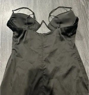 Oh Polly Black Satin Dress thumbnail 3