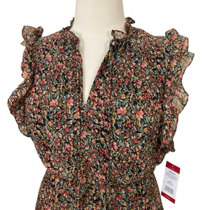 Prairie BB Dakota Multicolor Sleeveless Flutter Ditsy Floral Chiffon Maxi Dress thumbnail 3