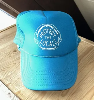 Protect the locals sea life shark tooth teal blue trucker hat thumbnail 1