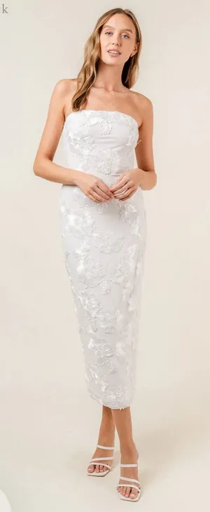 Fore Boutique Midi Dress White thumbnail 1