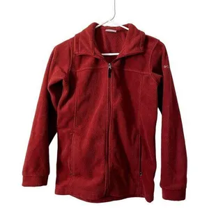 Columbia full zip fleece jacket red pockets warm comfortable athleisure winter thumbnail 1