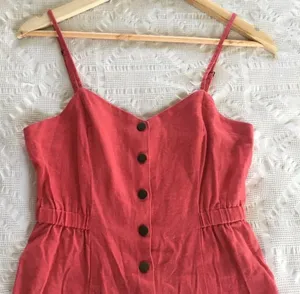 Orange Red Linen romper Size M thumbnail 2