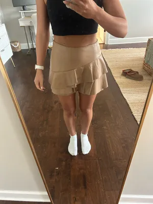DO+BE Brown Leather Skort thumbnail 2
