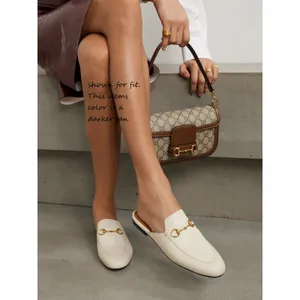 QUINCE | 5 | Italian Leather Horsebit Loafer Mule Nude Tan Luxury Buckle Flats thumbnail 3