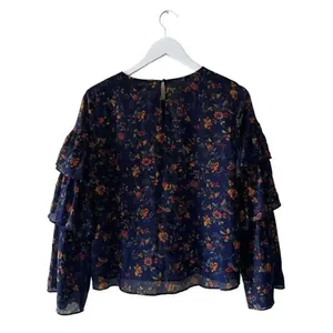 Madewell Blue Floral Ruffle Sleeve in Climbing Vine Blouse Shirt Top SZ S #2214 thumbnail 10