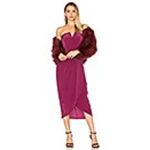 Yumi Kim Glamour Night Womens S Midi Dress Burgundy 100% Silk‎ Cocktail Party thumbnail 10