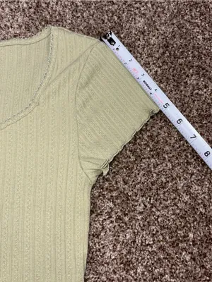 Universal Threads Sage Green Lettuce Edge Ribbed Short Sleeve Top Medium thumbnail 9