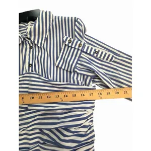 Veronica Beard Shirt Small Blue White Striped Nautical Baylor Top Blouse #GG6-6 thumbnail 7
