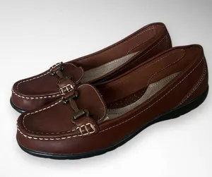 THOM MCAN Gavyn Women's Brown Leather Loafers With Buckle Detail Size 8 | EUC thumbnail 1