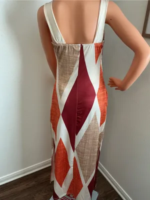 ChicMe Geometric Print Sleeveless Maxi Dress Size S Side Slits thumbnail 6