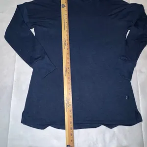 LL Bean Womens SoftFlex Blue Mock Neck Pullover Long Sleeve Thumb Hole Tunic Top thumbnail 9