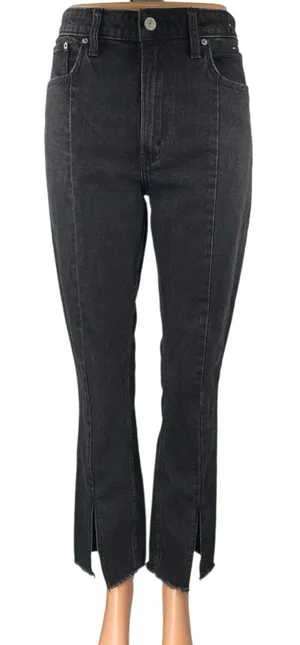 Abercrombie & Fitch Black High Rise Skinny Flared Split Hem Denim Jeans Pants 27 thumbnail 1