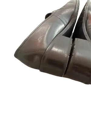 Nicole Shatter Black Leather Wingtip Buckle Loafer Heels Heel Toe Size 7 Women's thumbnail 6