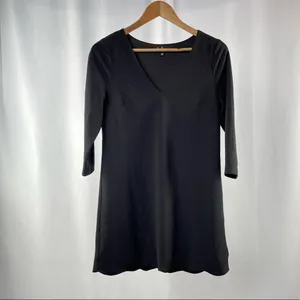 Lulus Love It All Three-Quarter Sleeve Scalloped Shift Dress in Black‎ Size XS thumbnail 4
