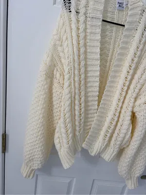 Princess Polly Cream Cable Knit Open-Front Cardigan thumbnail 5