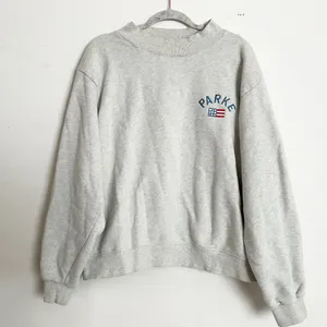 Parke Flag Graphic Mockneck Sweatshirt Varsity Pullover Heather Grey L/XL thumbnail 4