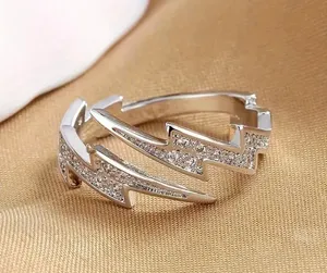 Women’s Luxury Rhinestone Lightning Bolt Adjustable Ring thumbnail 1