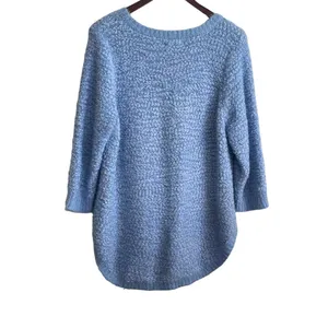 Studio JPR Sweater Women XL Blue Crew Neck 3/4 Sleeve Sherpa Fuzzy‎ Cozy Casual thumbnail 3