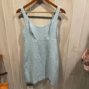 Cute Abercrombie & Fitch baby blue textured tapestry dress preppy festival thumbnail 8