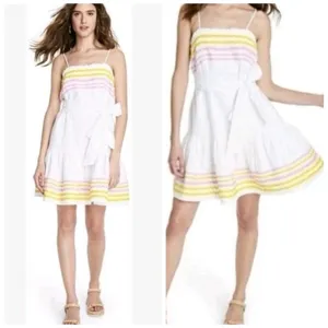 Lisa Marie Fernandez Target Dress Womens M White Ric Rac Summer Linen Blend Mini thumbnail 2