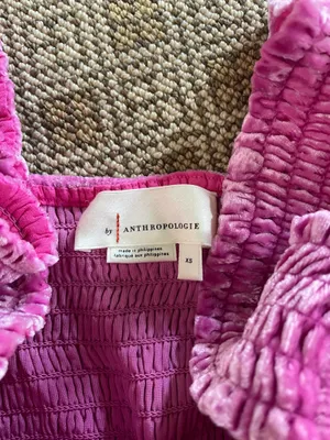 Anthropologie Pink Velvet Top thumbnail 2