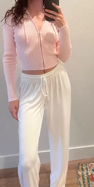Forever 21 White Casual Lounge Home PJ Pajama Drawstring Pants Joggers Sweatpants thumbnail 2